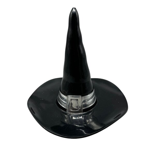 Pewter Black Witch Hat Halloween Decor With Silver Buckle & Hollow Base READ - Picture 1 of 6